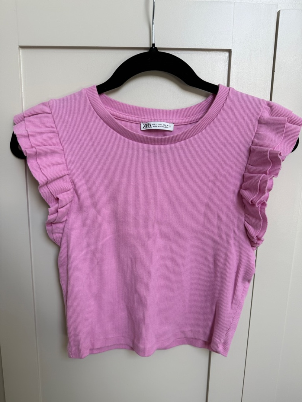 Zara Women’s Pink Ruffle Sleeve Tank
